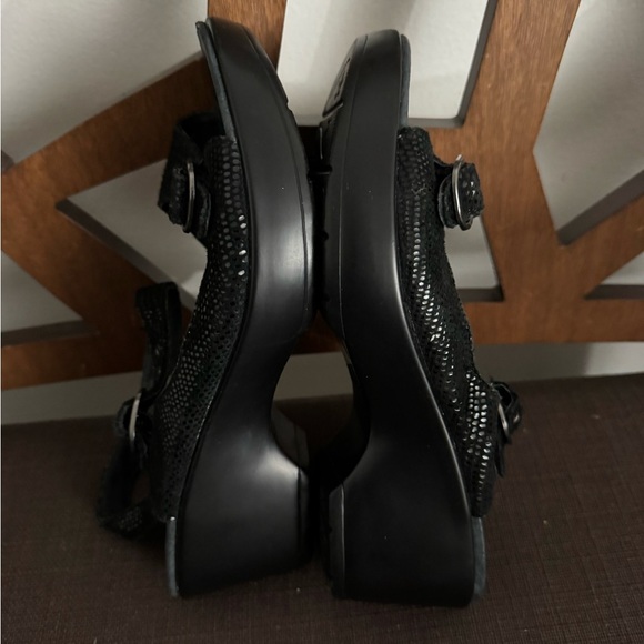 Dansko June Platform Sandals Size 36 (US) Black Lizard Leather Buckle - Picture 9 of 16